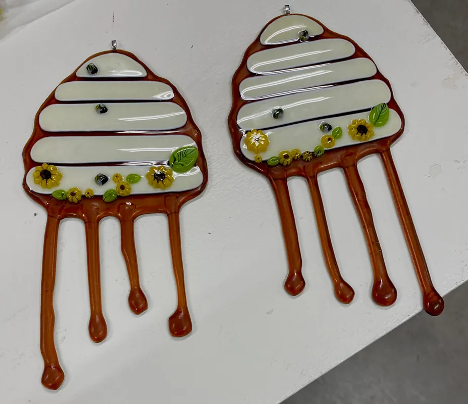 Fused Glass Beehive Sun Catcher