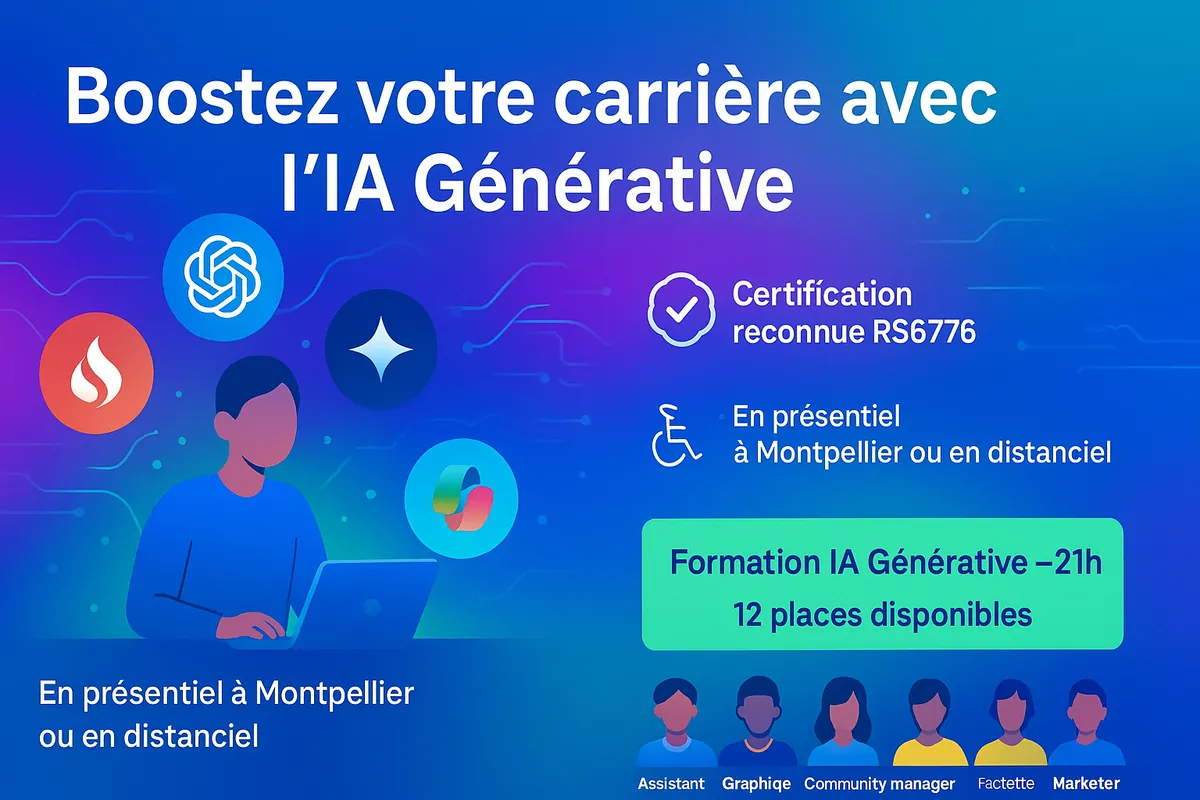 Création de contenus rédactionnels et visuels par l’usage responsable de l’intelligence artificielle générative ELIGIBLE CPF