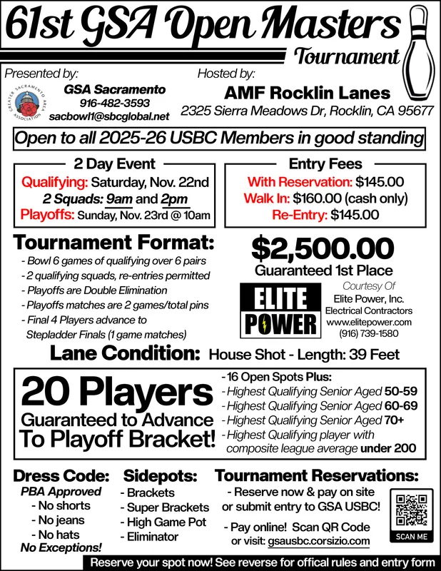 61st GSA Open Masters, 9 AM Qualifying Squad