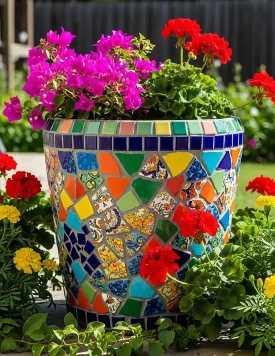 Outdoor Mosaics: Garden Pot