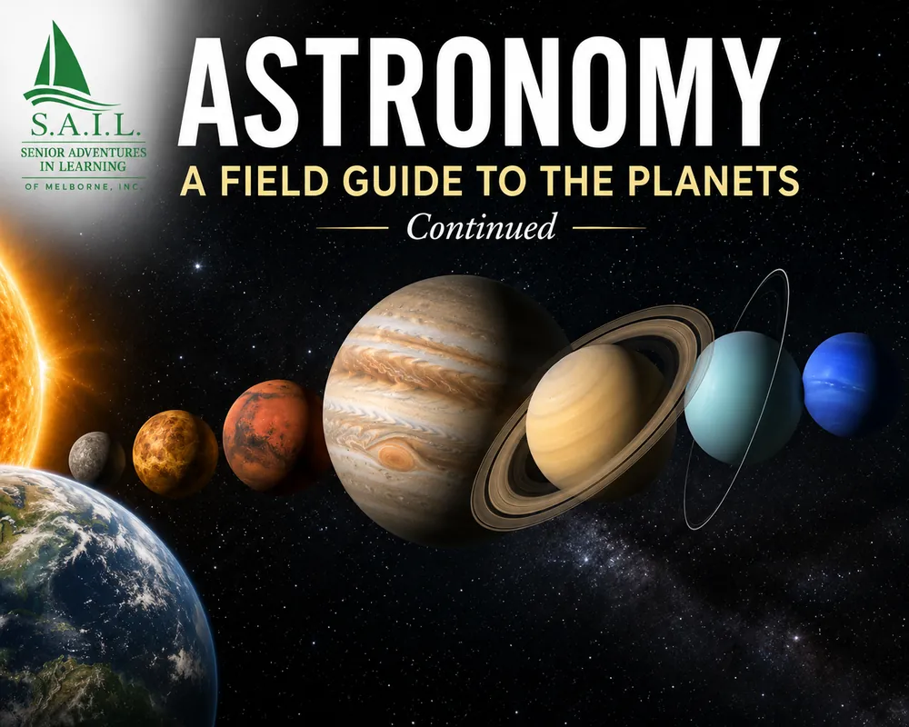 Wed 10:00-11:00 - 668WB ASTRONOMY- A FIELD GUIDE TO THE PLANETS (CONTINUED)