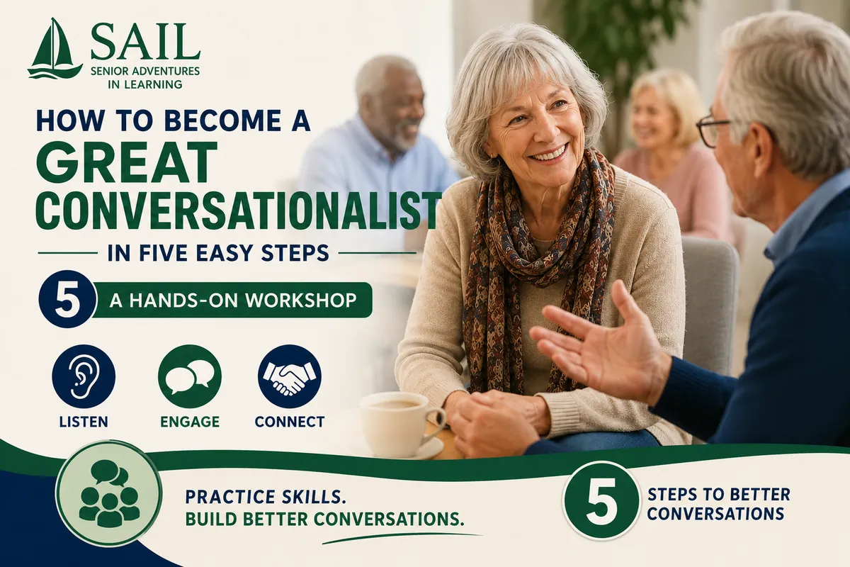 Wed 12:00-1:30 226WD HOW TO BECOME A GREAT CONVERSATIONALIST IN FIVE EASY STEPS