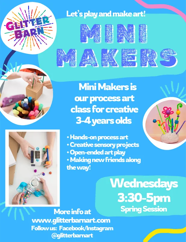 Mini Makers (Ages 3/4) -Spring, Wednesdays, 3:30-5pm