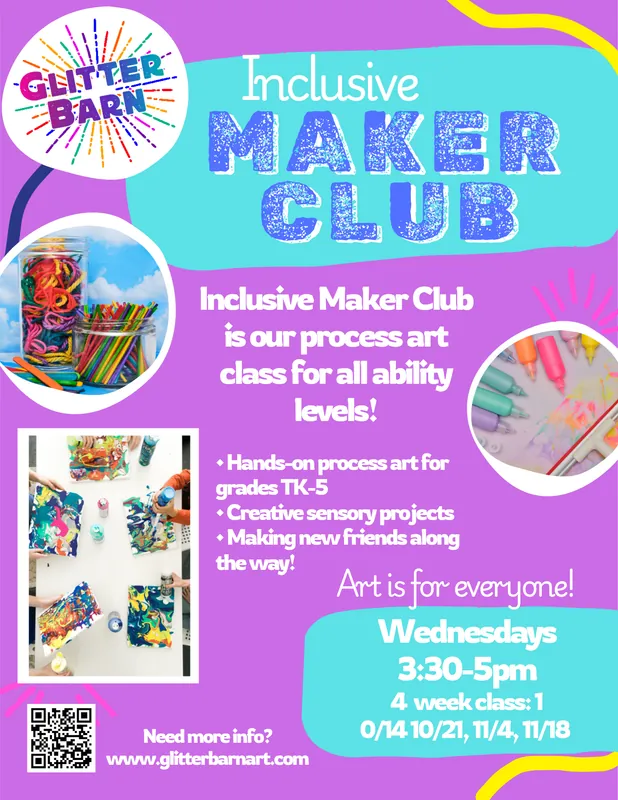 Inclusive Makers Club -4 Week Session, Wednesdays  3:30-5pm