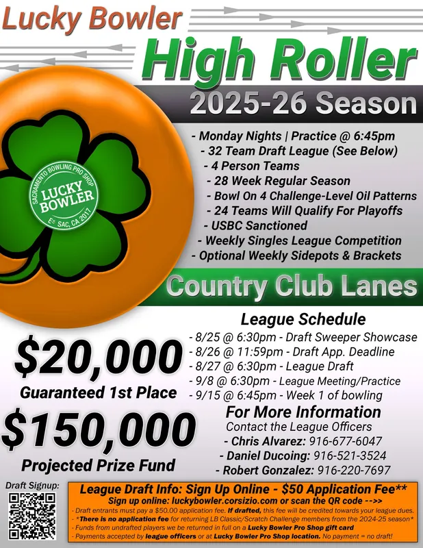 League Draft - 2025-26 Lucky Bowler High Roller @ Country Club Lanes (Mondays)