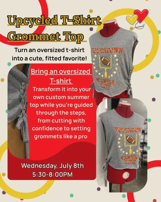 Upcycled T-Shirt Grommet Top