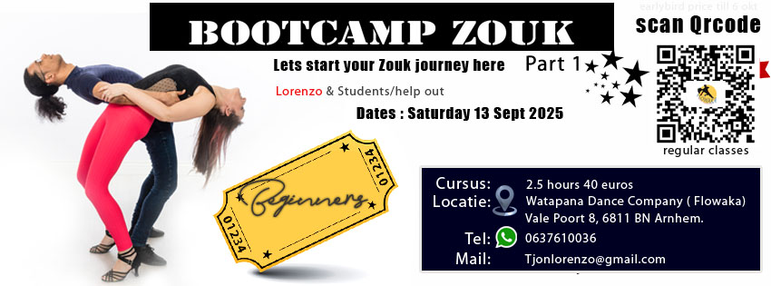 🏋Summer Brazilian Zouk BOOTCAMP🏋 Arnhem (2.5 hours )💪🏽 13 Sept 2025 💪🏽