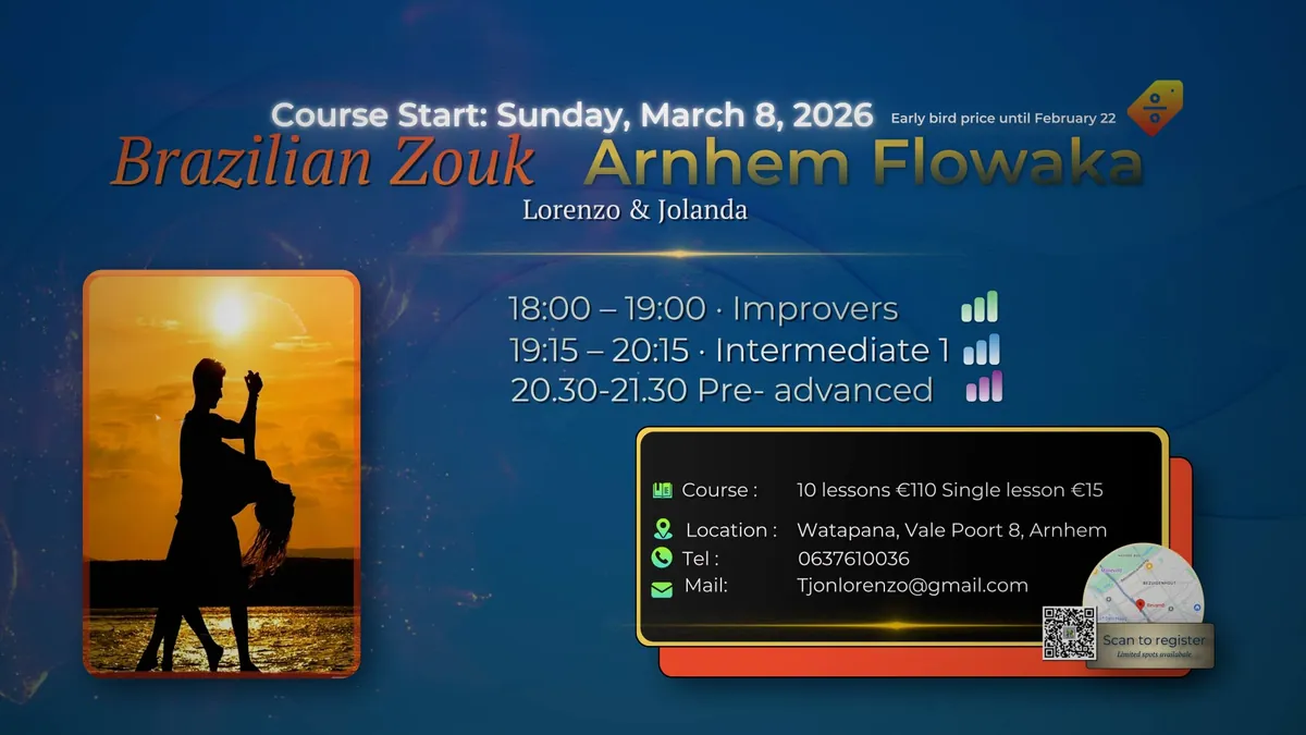 🌟 Brazilian Zouk Arnhem - Improvers 1  course (10 classes) March 8th '26Course