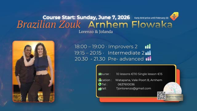 🌟 Brazilian Zouk Arnhem - Improvers 3  course (10 classes)  Sunday, Sept 6, 2026 Course