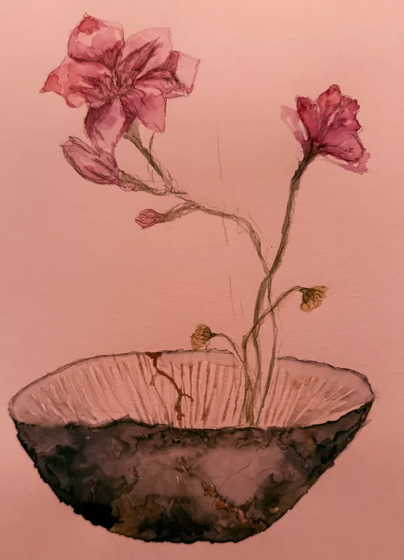 Open Studio:  May brings Japanese Ikebana abstract painting