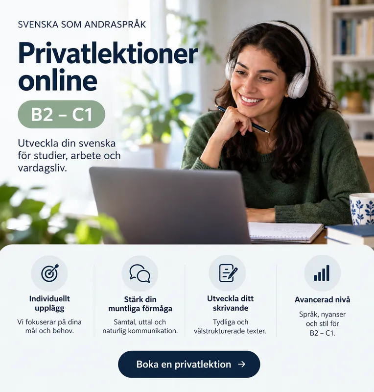 Privatlektioner i svenska B2 - C1 nivå