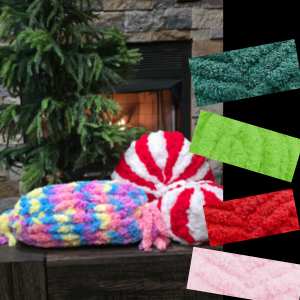 Hand knit Candy pillow trio