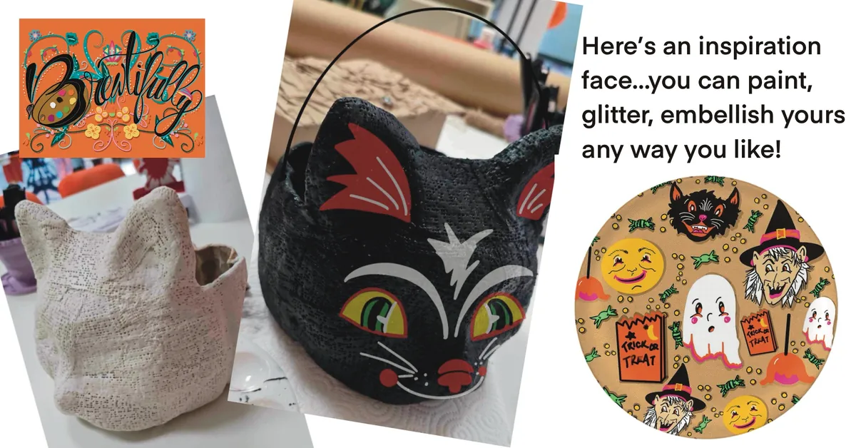 Vintage Vibes Black Cat Treat Bucket Craft