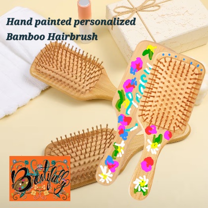 Hand painted personalized bamboo hairbrush