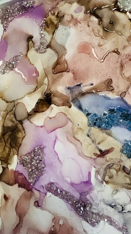 Abstract ink and resin canvas with Tracy Freemon