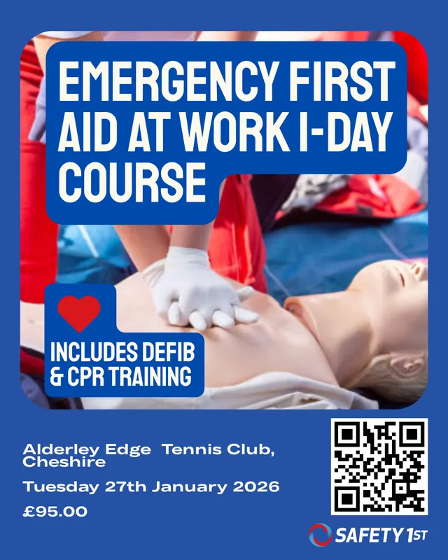 EMERGENCY FIRST AID AT WORK ONE-DAY COURSE - ALDERLEY EDGE, CHESHIRE