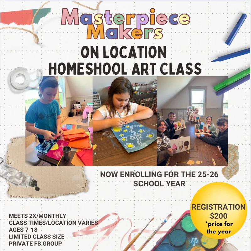 On Location Homeschool Art Class (7-18yrs) (Wagoner) (Mondays 1-3PM)