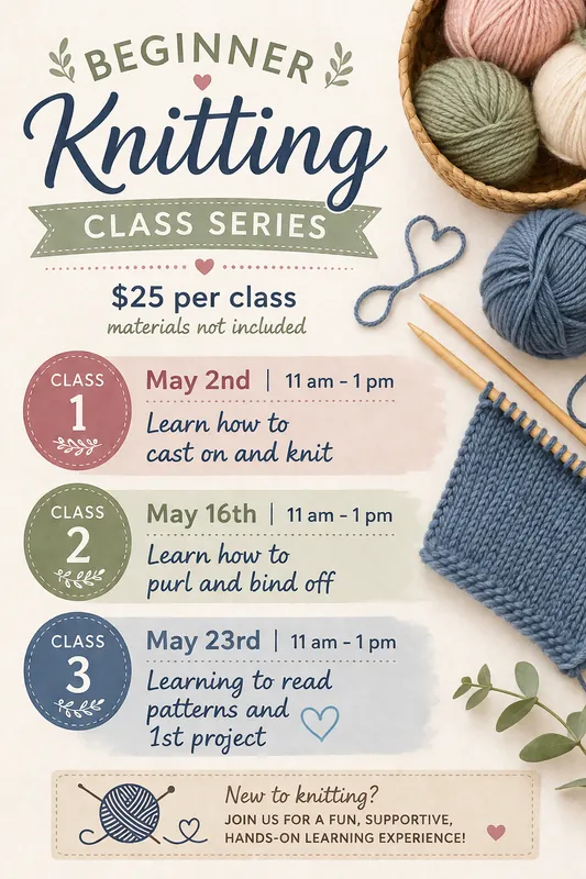 Beginniner Knitting Class 2