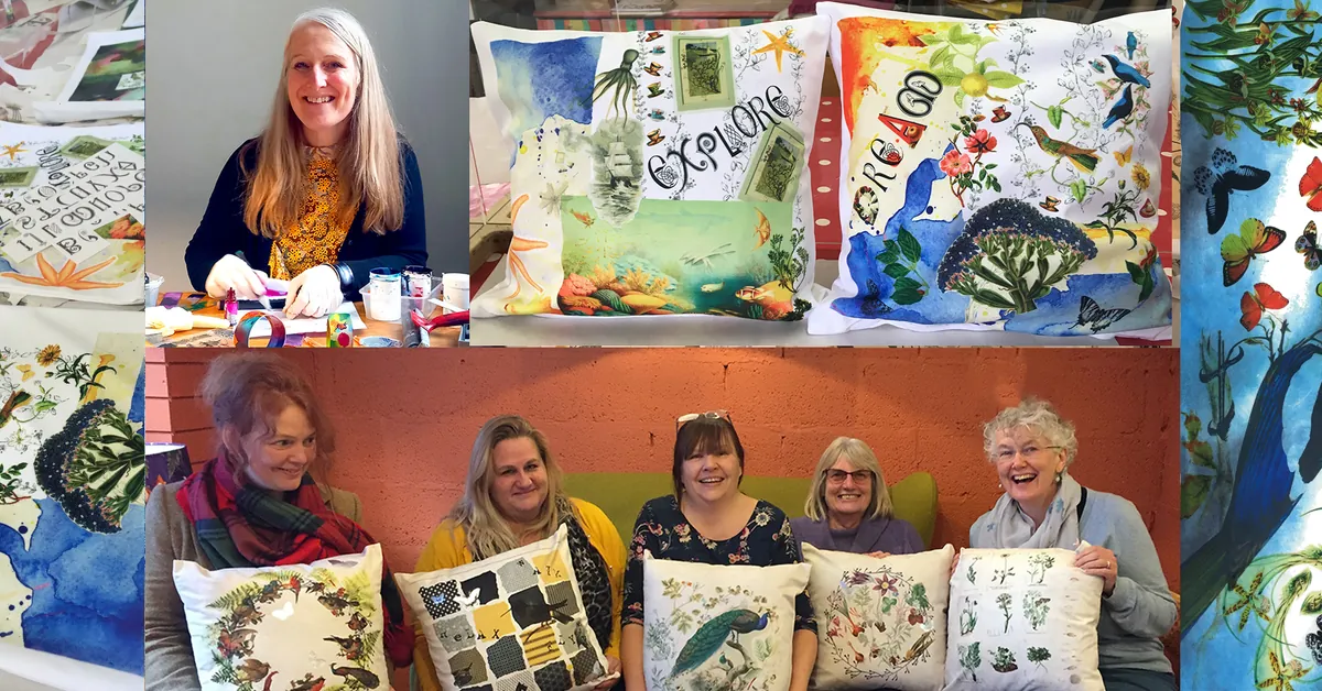 Cushion printing/applique workshop with Gillian Arnold & Charlotte