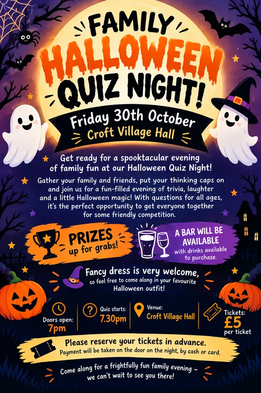 Croft Village Hall Halloween Quiz