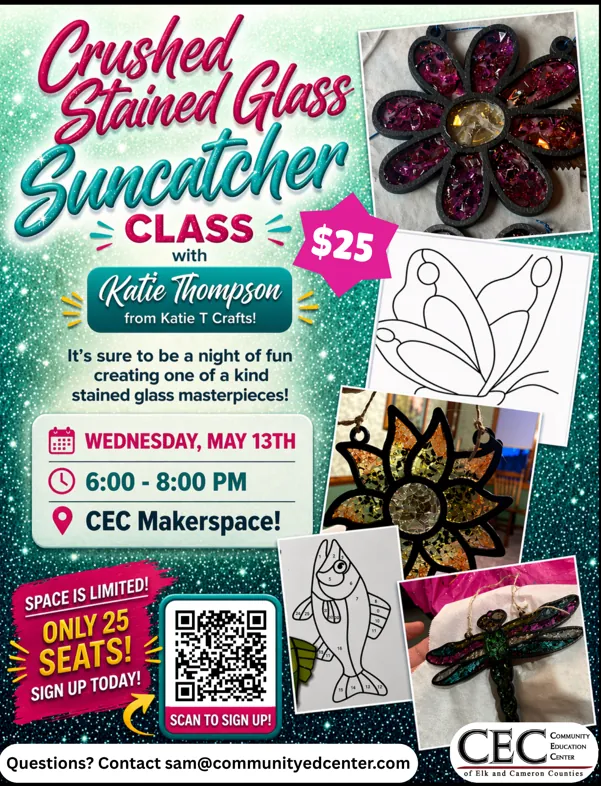 CRUSHED STAINED GLASS SUNCATCHER CLASS