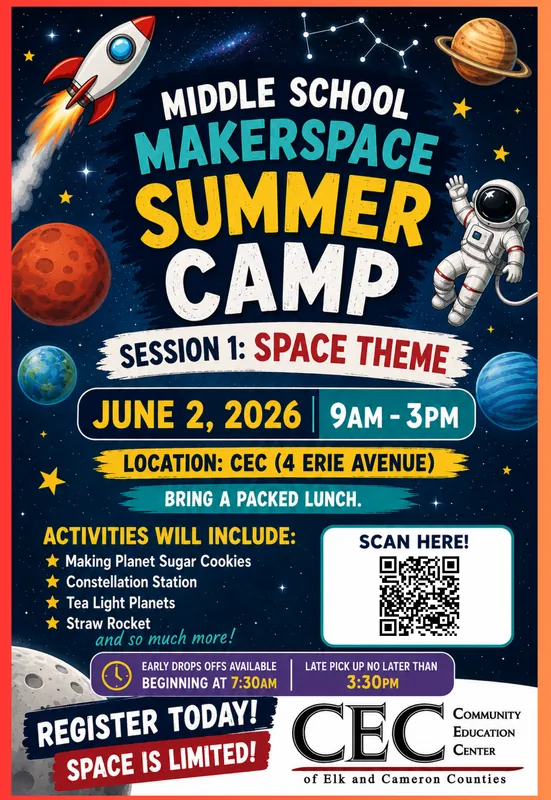 *MAKERSPACE M.S. SUMMER CAMP SESSION 1 - SPACE THEME