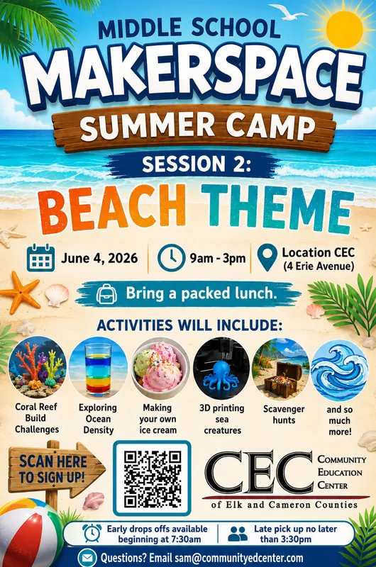 *MAKERSPACE M.S. SUMMER CAMP SESSION 2 - BEACH THEME