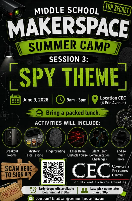 *MAKERSPACE M.S. SUMMER CAMP SESSION 3 - SPY THEME