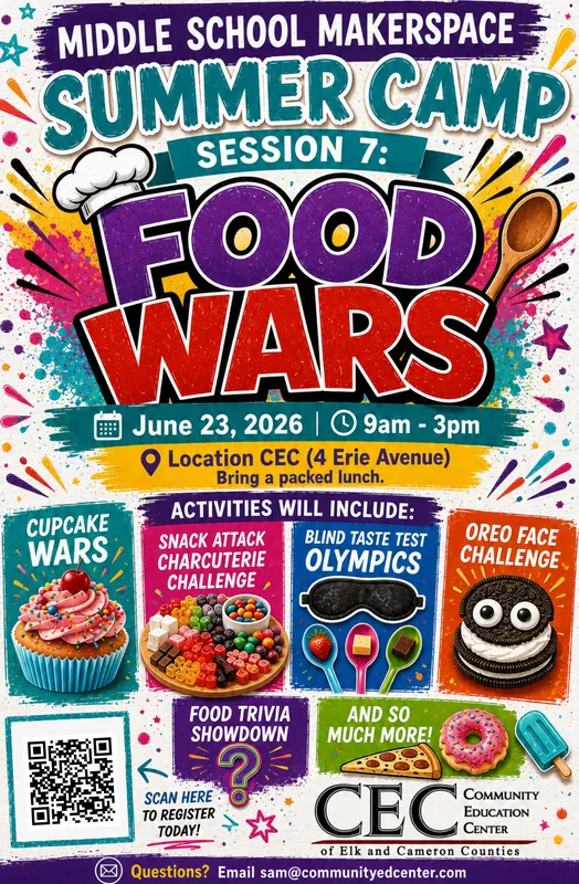 *MAKERSPACE M.S. SUMMER CAMP SESSION 7 - FOOD WARS