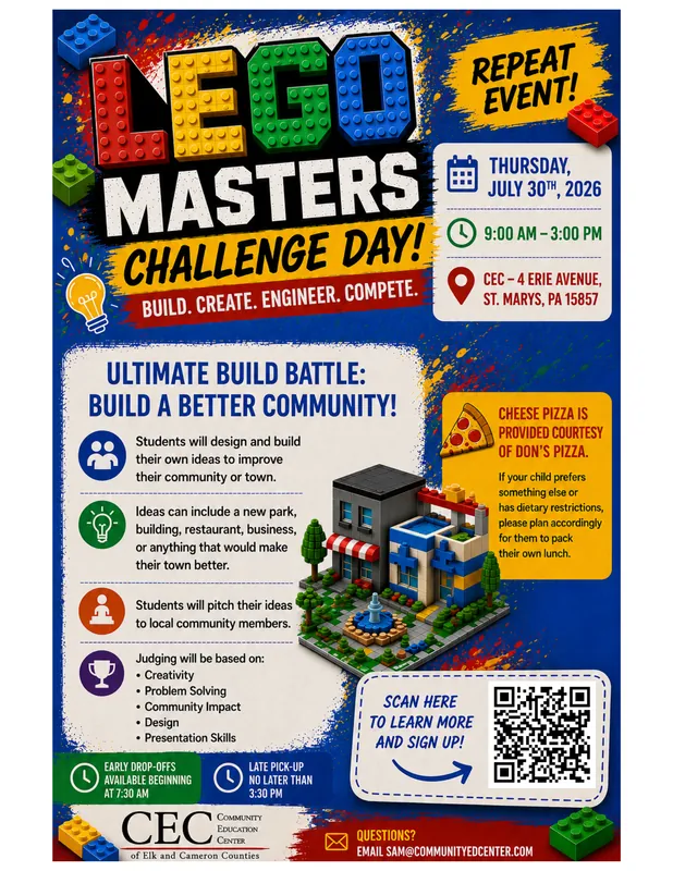 *MAKERSPACE M.S. SUMMER CAMP SESSION 14  - LEGO DAY REPEAT!