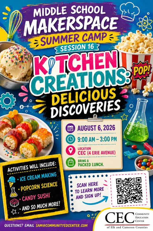*MAKERSPACE M.S. SUMMER CAMP SESSION 16 - Kitchen Creations - Delicious Discoveries