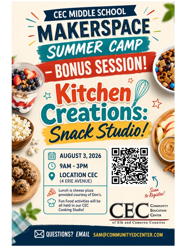 *MAKERSPACE M.S. SUMMER CAMP BONUS SESSION - Kitchen Creations - Snack Studio