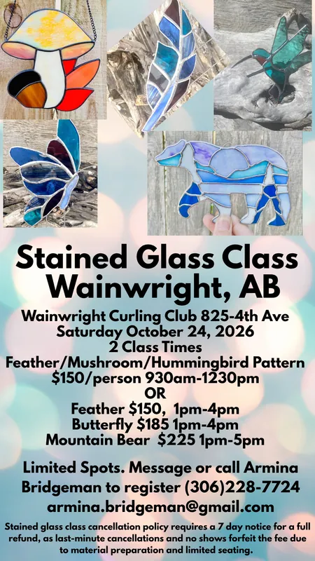 Wainwright, Alberta Stained Glass Class Afternoon Session