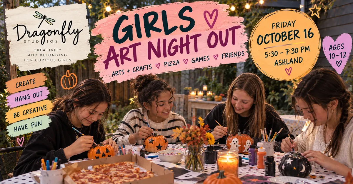 Girls Art Night Out, Friday 10/16, 5:30-7:30pm Ages 10-12