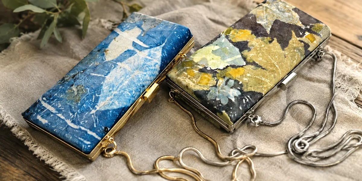 Ecoprinted Leather & Silk Crossbody Clutch with M. Theresa Brown