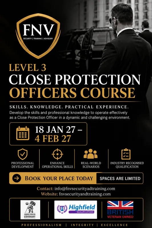 Highfield Level 3 in Close Protection Operations in the Private Security Industry